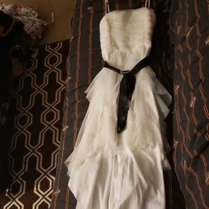 White Multi Layer Strapless Prom Dress